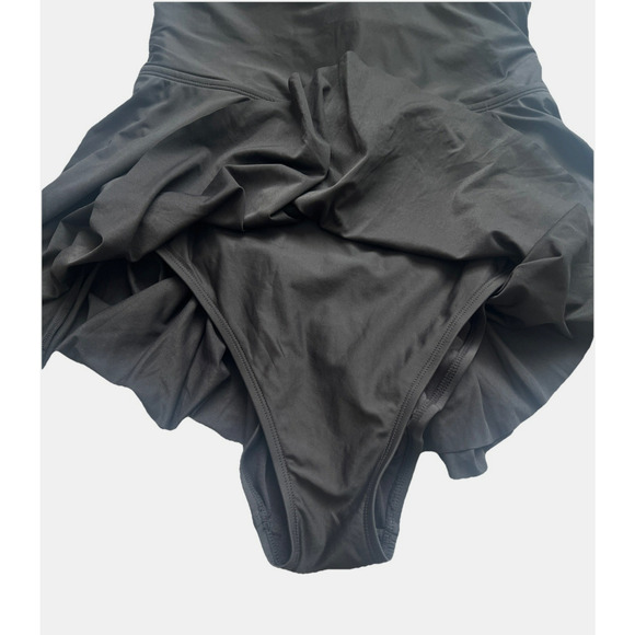 Essentials By Catalina Swim Dress Womens 2X Black Plunge Neck Swimsuit NWT - Picture 6 of 9